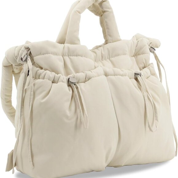 Elegant Quilted Puffer Tote Handbag for Women - Versatile 17x6x11 Inch Design - Picture 1 of 6